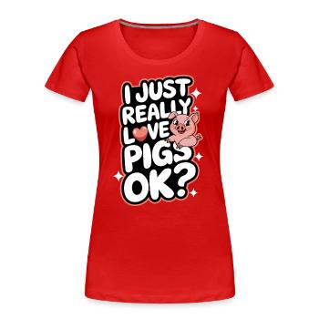 Pig Animal - Women's Premium Organic T-Shirt - red - Front - Mia (176cm)