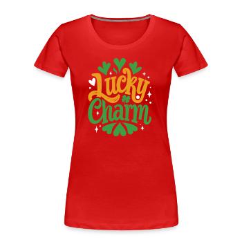 Lucky Charm - St. Patrick's Day - Irland - Frauen Premium Bio T-Shirt - Rot - Vorne - Mia (176cm)