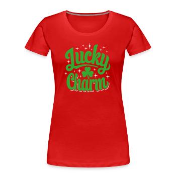 Lucky Charm - St. Patrick's Day - Irland - Frauen Premium Bio T-Shirt - Rot - Vorne - Mia (176cm)