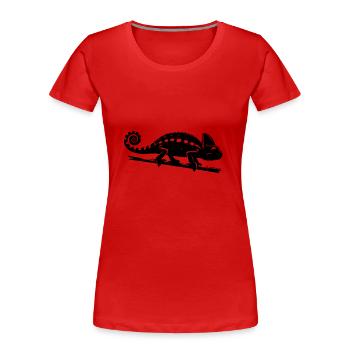 Chamäleon Zeichnung im Tinte Style - Frauen Premium Bio T-Shirt - Rot - Vorne - Mia (176cm)