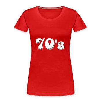 70s | Siebziger | Jahrzehnt | Symbol - Frauen Premium Bio T-Shirt - Rot - Vorne - Mia (176cm)