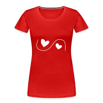 Deux cœurs cœur amour - T-shirt bio Premium Femme - rouge - Devant - Mia (176cm)