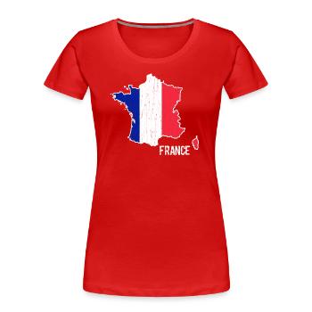Plan de la carte du drapeau de la France - T-shirt bio Premium Femme - rouge - Devant - Mia (176cm)