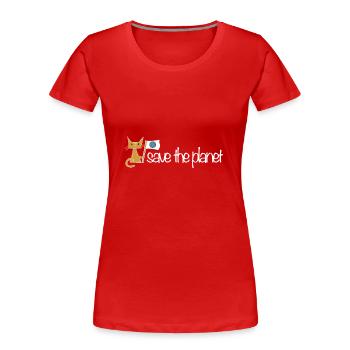 rette den Planeten Klimaschutz Katze - Frauen Premium Bio T-Shirt - Rot - Vorne - Mia (176cm)