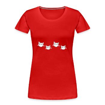 Chat au cœur bleu animal amour violet - T-shirt bio Premium Femme - rouge - Devant - Mia (176cm)