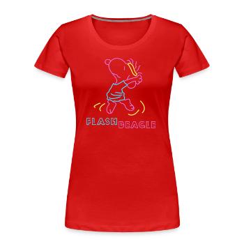 Peanuts Snoopy Flash Beagle Neon 80er - Frauen Premium Bio T-Shirt - Rot - Vorne - Mia (176cm)