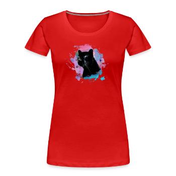 panther,gepard,leopard,schwarz,bunt,graffiti - Frauen Premium Bio T-Shirt - Rot - Vorne - Mia (176cm)