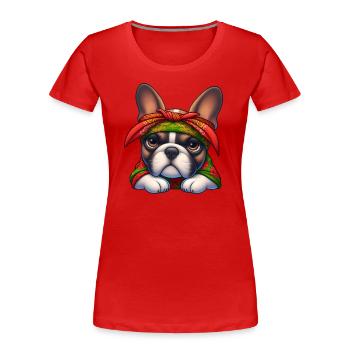 Bouledogue français Le rappeur - T-shirt bio Premium Femme - rouge - Devant - Mia (176cm)