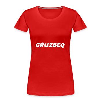 GRUZBEQ - T-shirt bio Premium Femme - rouge - Devant - Mia (176cm)