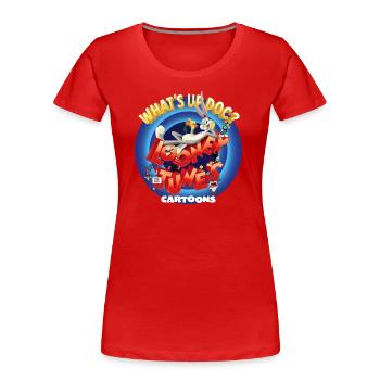 Looney Tunes Cartoons Logo Bugs Bunny - Frauen Premium Bio T-Shirt - Rot - Vorne - Mia (176cm)