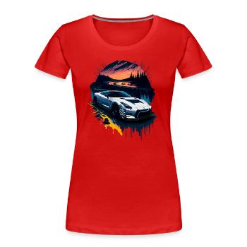 Sports car - Women's Premium Organic T-Shirt - red - Front - Mia (176cm)