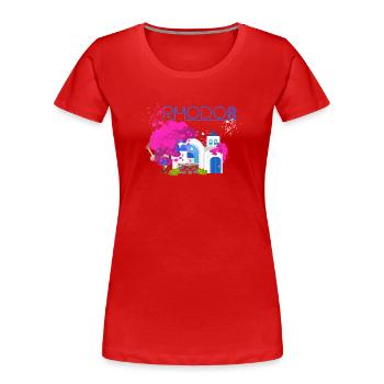 rhodes,greece,picture,landscape,flowers,collage - Women's Premium Organic T-Shirt - red - Front - Mia (176cm)