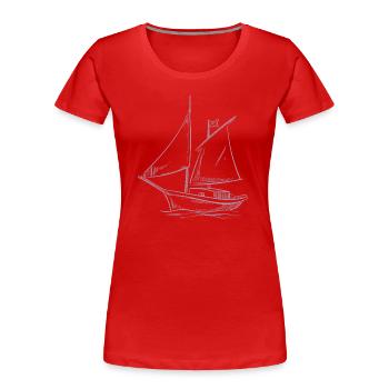 Segelabenteuer in der Silhouette: Elegante - Frauen Premium Bio T-Shirt - Rot - Vorne - Mia (176cm)