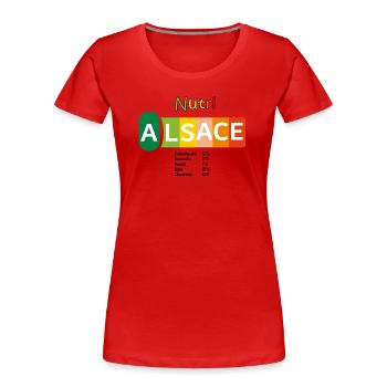 Nutri Alsace - T-shirt bio Premium Femme - rouge - Devant - Mia (176cm)