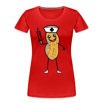 Erdnuss Krankenschwester Berufe Job Pfleger Arzt - Frauen Premium Bio T-Shirt - Rot - Vorne - Mia (176cm)