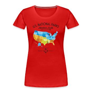 Nationalpark-Grafik - Frauen Premium Bio T-Shirt - Rot - Vorne - Mia (176cm)