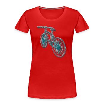 mountainbike,bike,bike,lines,blue - Women's Premium Organic T-Shirt - red - Front - Mia (176cm)