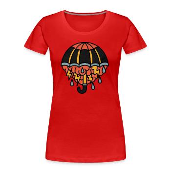 Umbrella with rain cloud - Women's Premium Organic T-Shirt - red - Front - Mia (176cm)