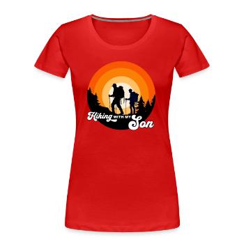 Randonner avec mon fils - wandern mit meinem Sohn - T-shirt bio Premium Femme - rouge - Devant - Mia (176cm)