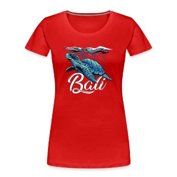 Bali - Indonésie - Tortue - T-shirt bio Premium Femme - rouge - Devant - Mia (176cm)