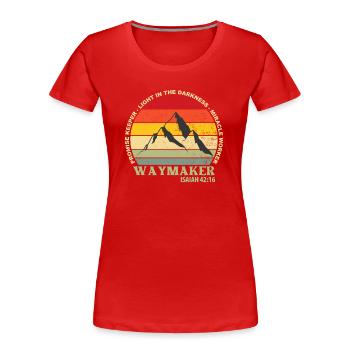 Waymaker Promise Keeper Miracle Worker Christian - Women's Premium Organic T-Shirt - red - Front - Mia (176cm)