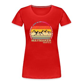 Waymaker Promise Keeper Miracle Worker Christian - Women's Premium Organic T-Shirt - red - Front - Mia (176cm)