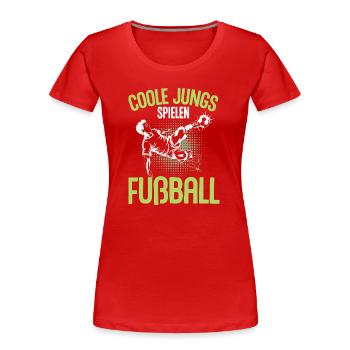 Garçons cool jouant au football - Design dynamique - T-shirt bio Premium Femme - rouge - Devant - Mia (176cm)