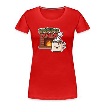 Chocomel warm by the fire cheerful - Women's Premium Organic T-Shirt - red - Front - Mia (176cm)
