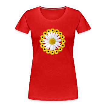 Sonnenblumen mit Margerite Blumenmuster Blüte - Frauen Premium Bio T-Shirt - Rot - Vorne - Mia (176cm)