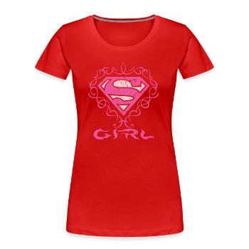 Superman S-Shield Girl pink floral - Frauen Premium Bio T-Shirt - Rot - Vorne - Mia (176cm)