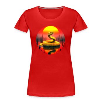 Golden Snake at Sunset - Women's Premium Organic T-Shirt - red - Front - Mia (176cm)