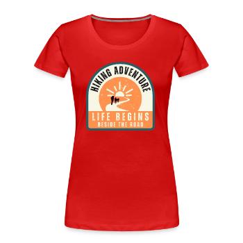 Mountain Sports Hiking Adventure Nature. Funny sayings - Women's Premium Organic T-Shirt - red - Front - Mia (176cm)