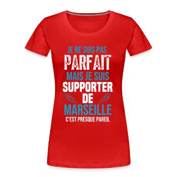 Marseille Foot Marseille Fangeschenk - Frauen Premium Bio T-Shirt - Rot - Vorne - Mia (176cm)