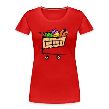 Full shopping cart, promotion, sale - Women's Premium Organic T-Shirt - red - Front - Mia (176cm)