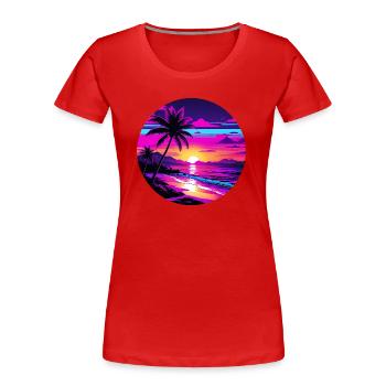 Summertime Vacation Beach Sunset - Women's Premium Organic T-Shirt - red - Front - Mia (176cm)