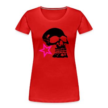 tete de mort crane profil etoile logo - T-shirt bio Premium Femme - rouge - Devant - Mia (176cm)