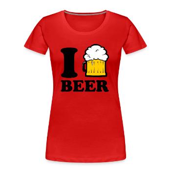 I love beer - Frauen Premium Bio T-Shirt - Rot - Vorne - Mia (176cm)