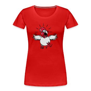 Aggressive funny chicken - Women's Premium Organic T-Shirt - red - Front - Mia (176cm)