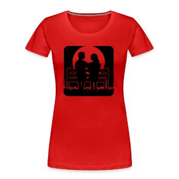 Banque de pleine lune - T-shirt bio Premium Femme - rouge - Devant - Mia (176cm)