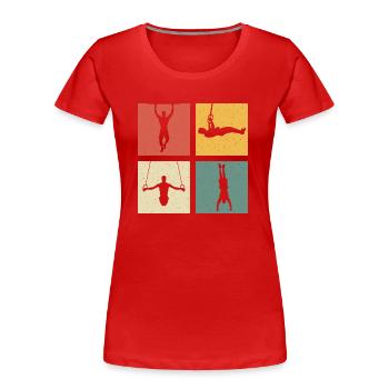 Retro Muscu Street Workout Calisthenics - T-shirt bio Premium Femme - rouge - Devant - Mia (176cm)