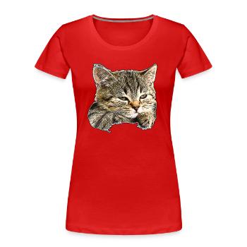 Cat face - Frauen Premium Bio T-Shirt - Rot - Vorne - Mia (176cm)