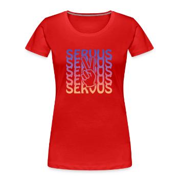 servus peace - Frauen Premium Bio T-Shirt - Rot - Vorne - Mia (176cm)