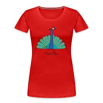 Tee Pfau Wortspiel - Frauen Premium Bio T-Shirt - Rot - Vorne - Mia (176cm)