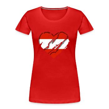 Österreich Flagge Austria Österreichische Fahne AT - Frauen Premium Bio T-Shirt - Rot - Vorne - Mia (176cm)