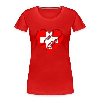 Schweiz Flagge Vintage Kreuz Used Look Schweizer - Frauen Premium Bio T-Shirt - Rot - Vorne - Mia (176cm)