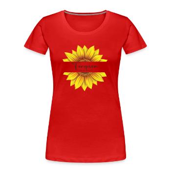 Christian Sunflower design I am Forgiven Psalm - Women's Premium Organic T-Shirt - red - Front - Mia (176cm)