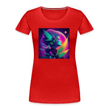 Cannabis avec une jeune femme - T-shirt bio Premium Femme - rouge - Devant - Mia (176cm)