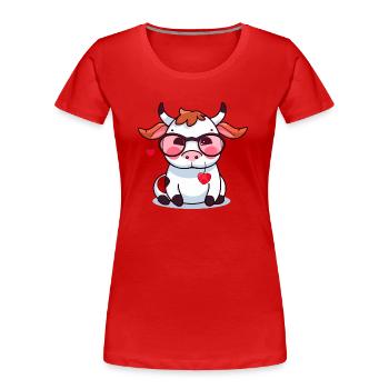 Lala, die Kuh - Frauen Premium Bio T-Shirt - Rot - Vorne - Mia (176cm)