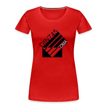 DIN OMA 745 - Frauen Premium Bio T-Shirt - Rot - Vorne - Mia (176cm)