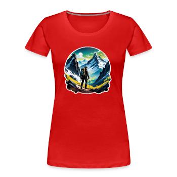 Natur & Bergwandern - Frauen Premium Bio T-Shirt - Rot - Vorne - Mia (176cm)